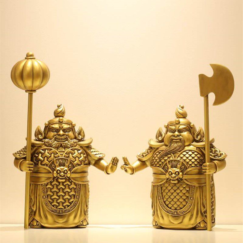 新中式摆件哼哈二将门神乔迁新居新房门厅柜玄关办公室装饰品摆设