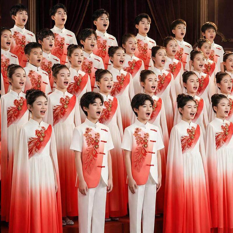 比赛民乐合唱诗朗诵礼服爱国演出服中小学生古筝六一团体儿童演讲