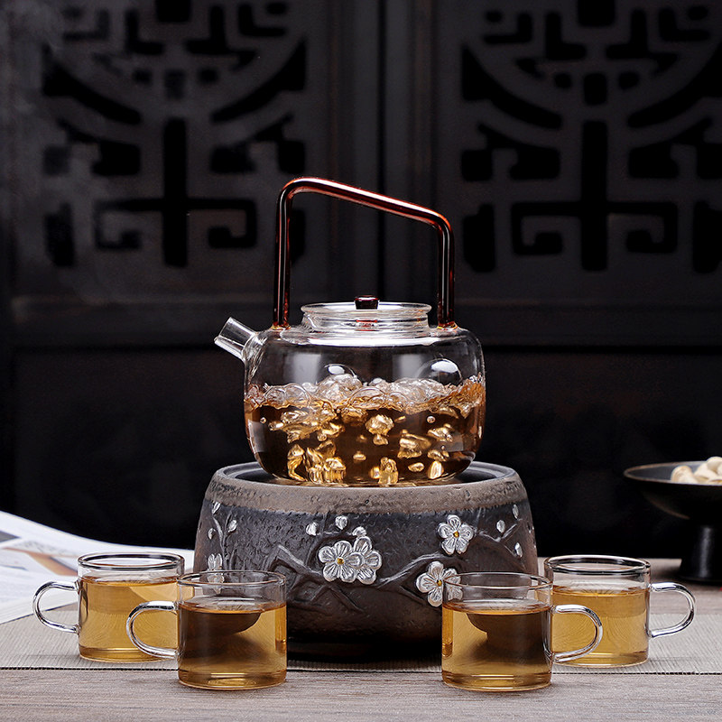 友尚煮茶器电陶炉整套耐热玻璃茶具套装蒸煮铁壶茶壶家用功夫茶具