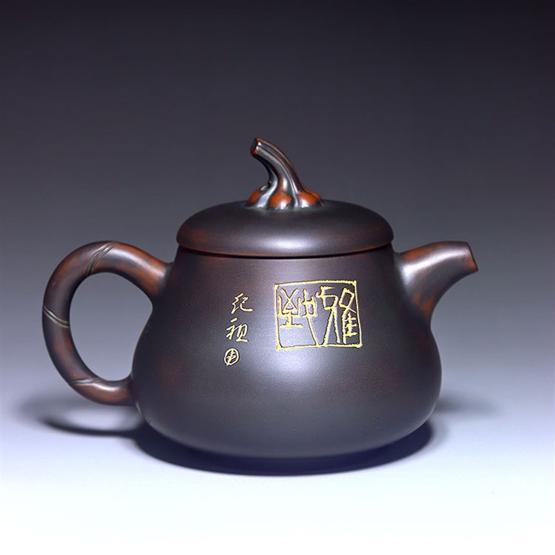 福禄壶广西钦州坭兴陶茶壶名家全手工紫泥家用茶具卢纪祖雕刻精品