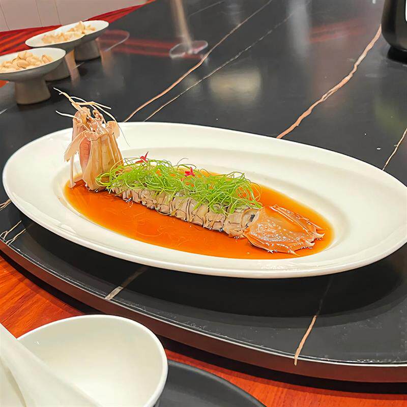 酒店农家乐旦形盘超大鱼盘螺状鱼海鲜盘川菜陶瓷白色中式餐具浅盘