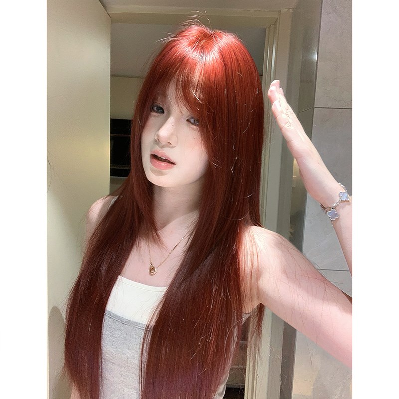 束朵假发女升级全精修内鬓角长直发网红自然齐刘海新款修脸全头套