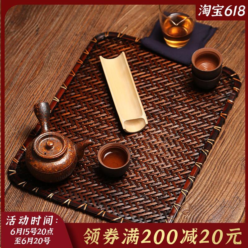 手工竹编干泡茶席 中式禅意杯垫桌布香道竹席 茶具配件茶盘泡茶帘