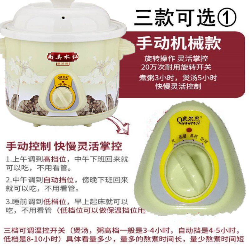 泉尔思南美水仙煲汤煮粥宝贝汤粥煲白瓷文火家用智能全自动电炖锅