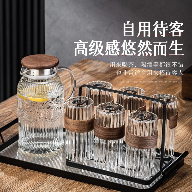 中式耐高温玻璃水杯套装家用待客厅泡茶喝凉水杯子耐热冷水壶杯具