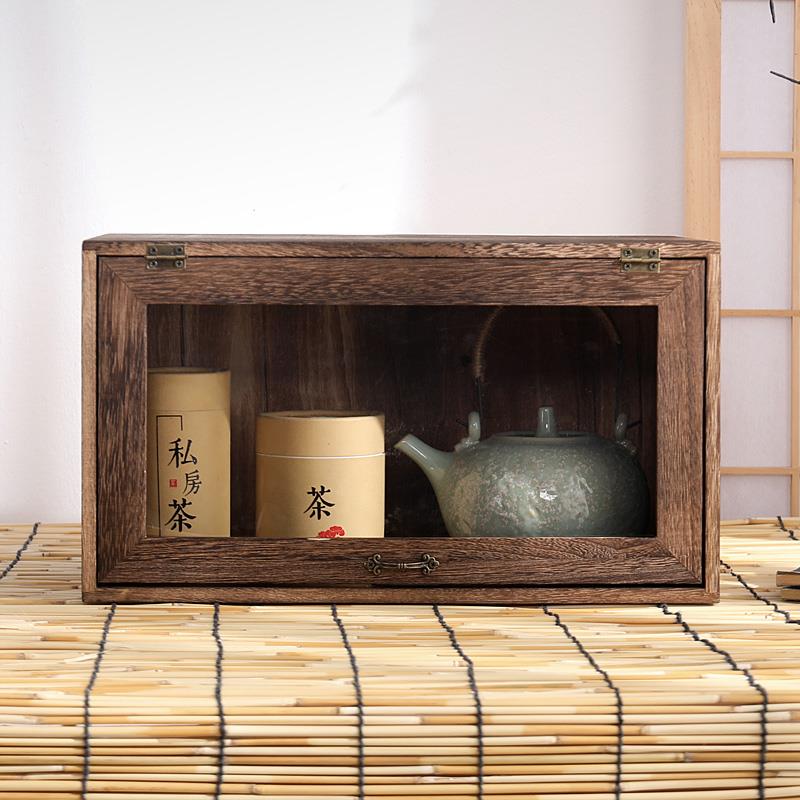 实木茶叶柜置物架茶壶展示盒化妆品首饰器皿博古架茶具茶杯收纳柜