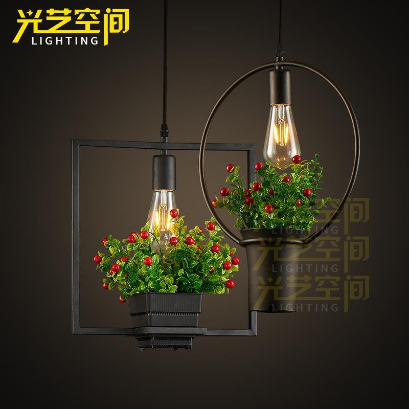 古镇广东单头花盆吊灯美式餐吊灯创意工作室工业风格铁艺植物吊灯