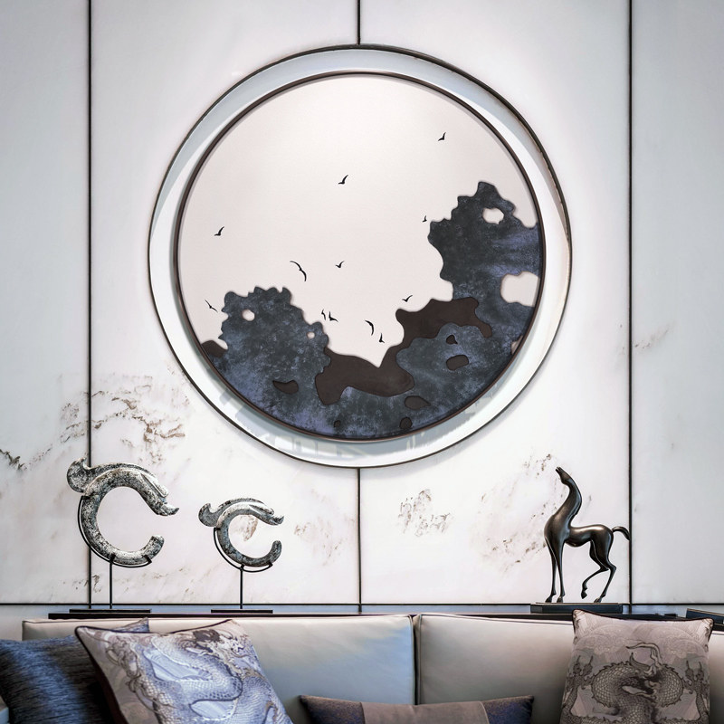石不能言,却最迷人新中式圆形太湖石装饰画客厅玄关餐厅包厢茶室