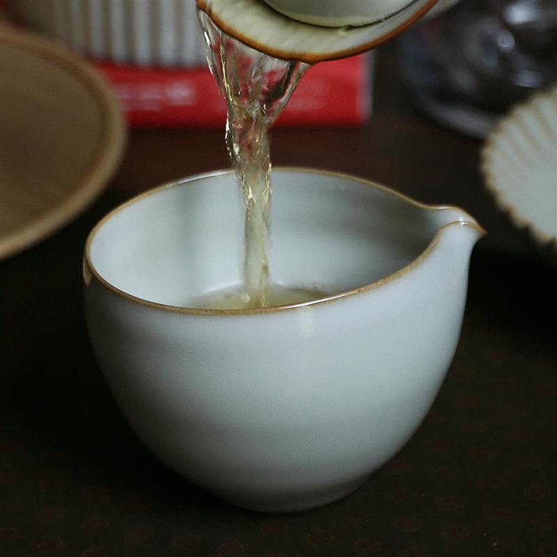 景德镇纯手工粉青汝窑大号公道杯高端陶瓷公杯分茶器功夫茶具配件
