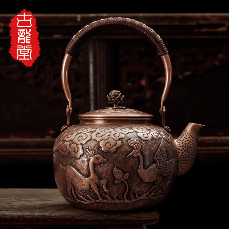 手工浮雕铜茶壶功夫茶专用日式复古茶具养生泡茶壶
