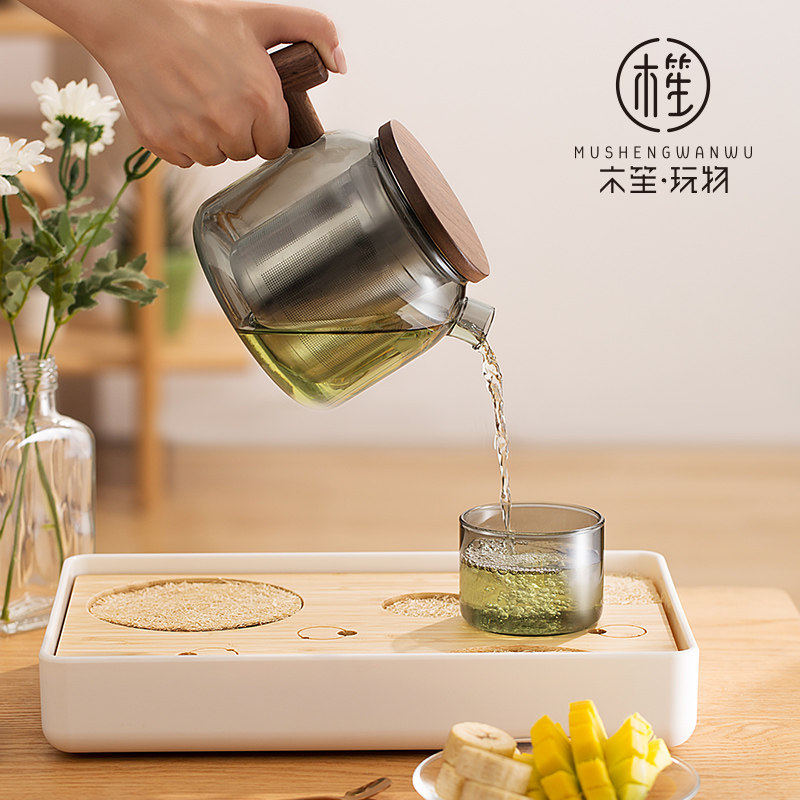 耐高温玻璃茶具花茶壶套装过滤水果花草泡茶壶家用茶水分离冲茶器
