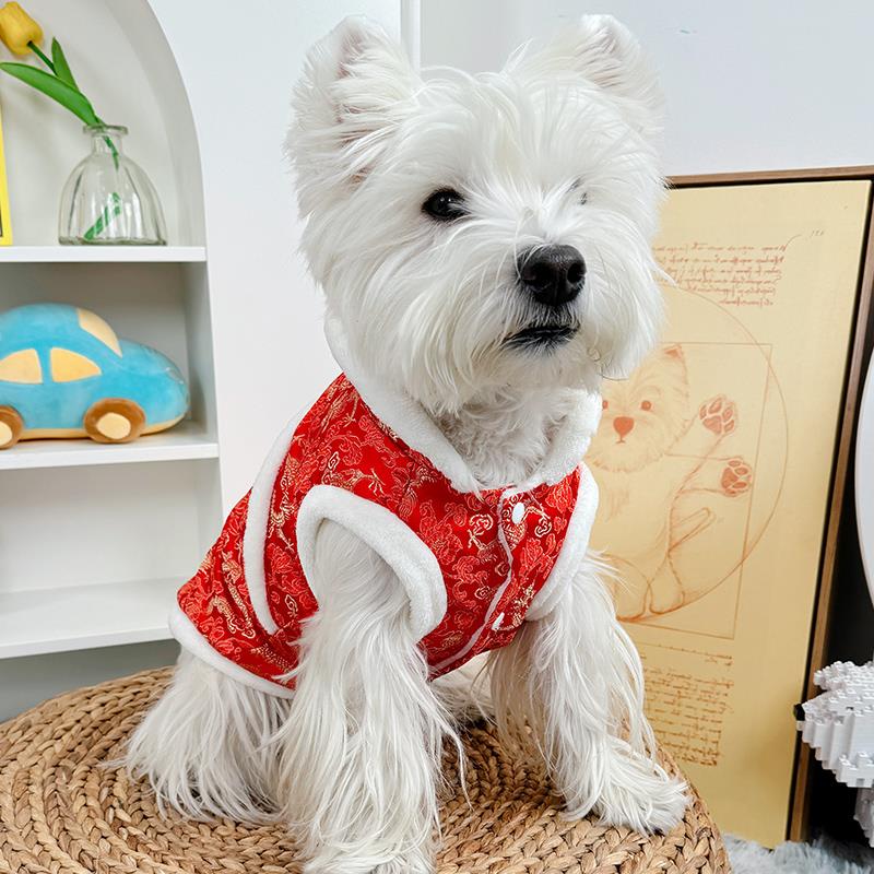 狗狗新年衣服冬款保暖猫咪过年宠物喜庆秋冬棉衣马甲小狗泰迪秋冬