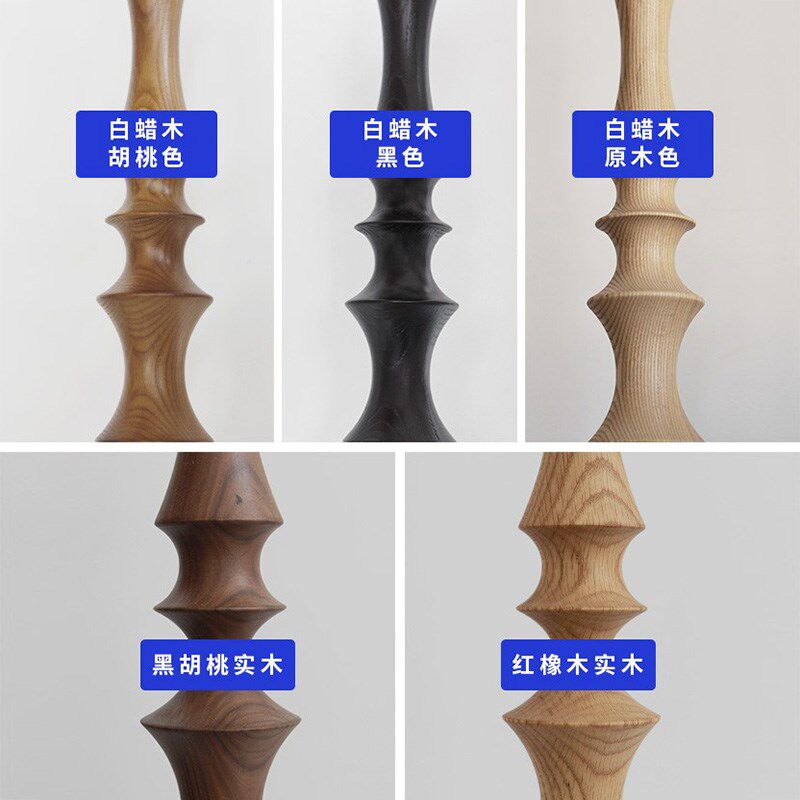 复古罗马柱落地灯黑胡桃实木中古风法式客厅卧室高级墙角原木侘寂