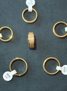 男士金色大号打磨戒指女士小号磨砂指环18中号细微划痕耐磨金刚砂