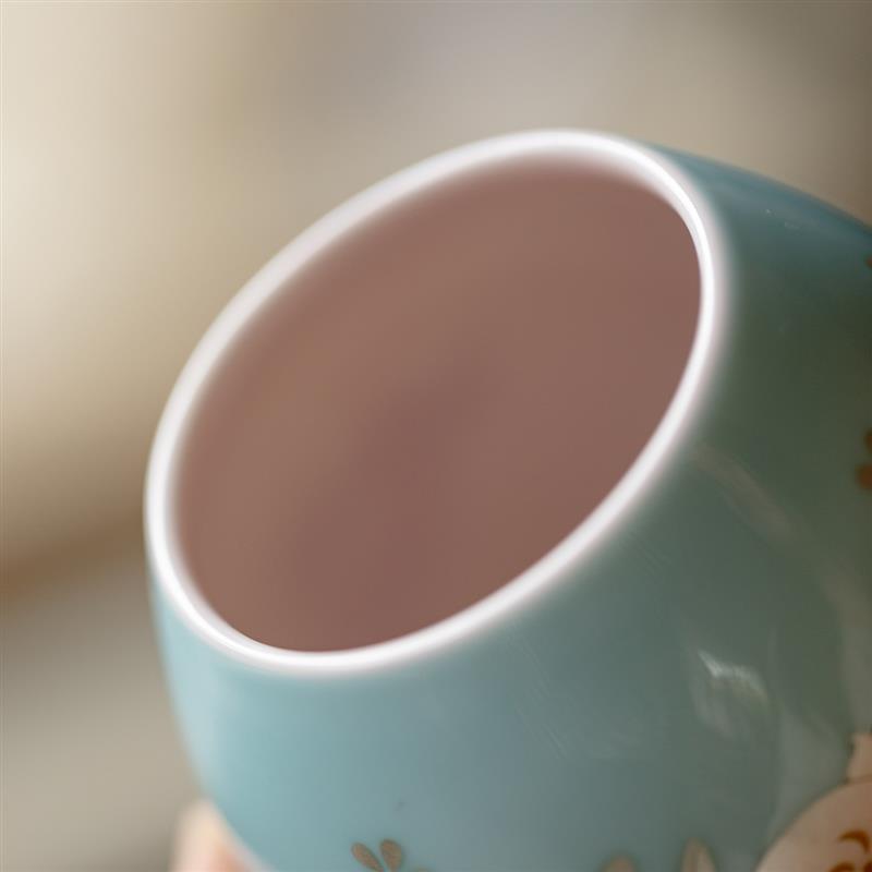 梵汝 错金银彩玉兔陶瓷茶叶罐高端玉瓷储存罐密封罐小号迷你茶仓