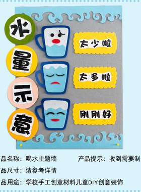 幼儿园喝水区环创班级教室生活区域主题墙面布置装饰材料半成品