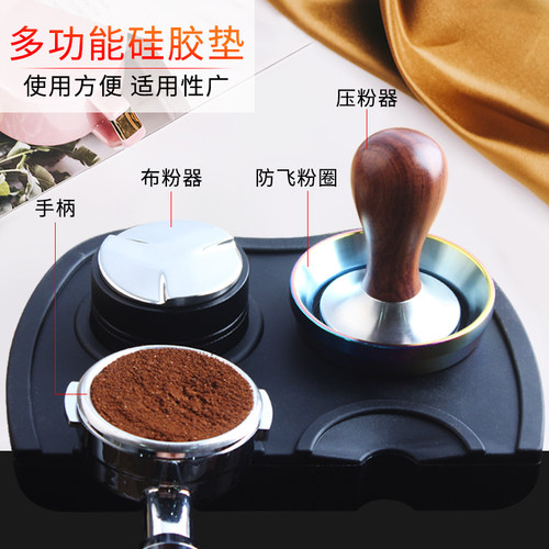 51/53/58mm不锈钢咖啡压粉器螺纹木柄压粉锤咖啡机手柄布粉器套装