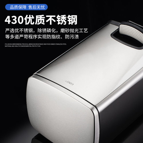 办公室卫生间带盖大号桶50L方形擦手纸批不锈钢双层垃圾桶商用