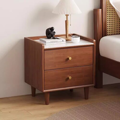 卧室实木岩板收纳床头柜