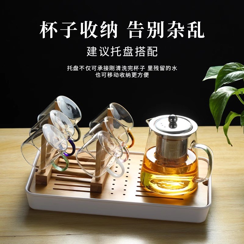 玻璃小茶杯透明家用功夫茶具套耐热装单个主人杯子加厚带把6只装