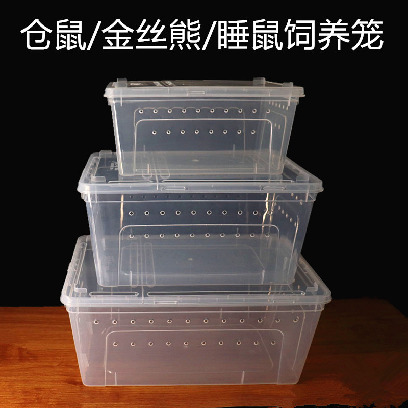 西班牙睡鼠饲养盒透明仓鼠金丝熊小窝用品花枝鼠养殖箱睡鼠外带笼