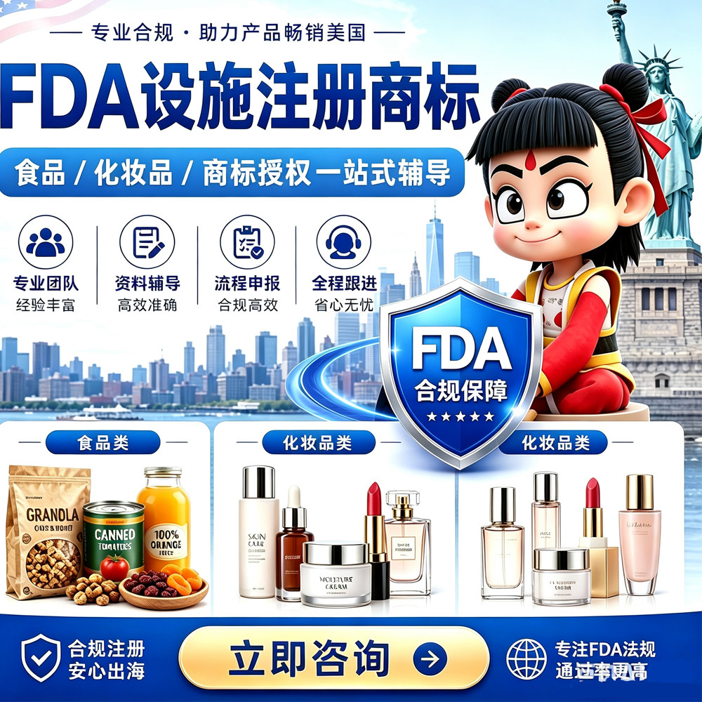 1688美国FDA化妆品设施注册FEI产品列明认证美代商标授权国别管控