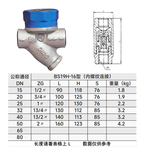 圆盘式疏水阀高山牌BS19H-16螺纹蒸汽疏水阀热动力丝扣疏水阀DN20