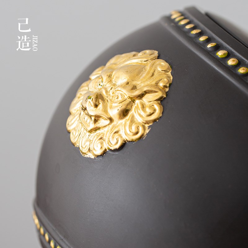 己造 紫砂茶叶罐大号密封罐存储藏茶仓家用防潮普洱罐描金工艺