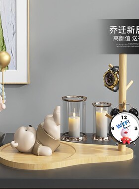 熊摆件入户玄关钥匙收纳置物架客厅门口鞋柜家居软装饰品乔迁礼物