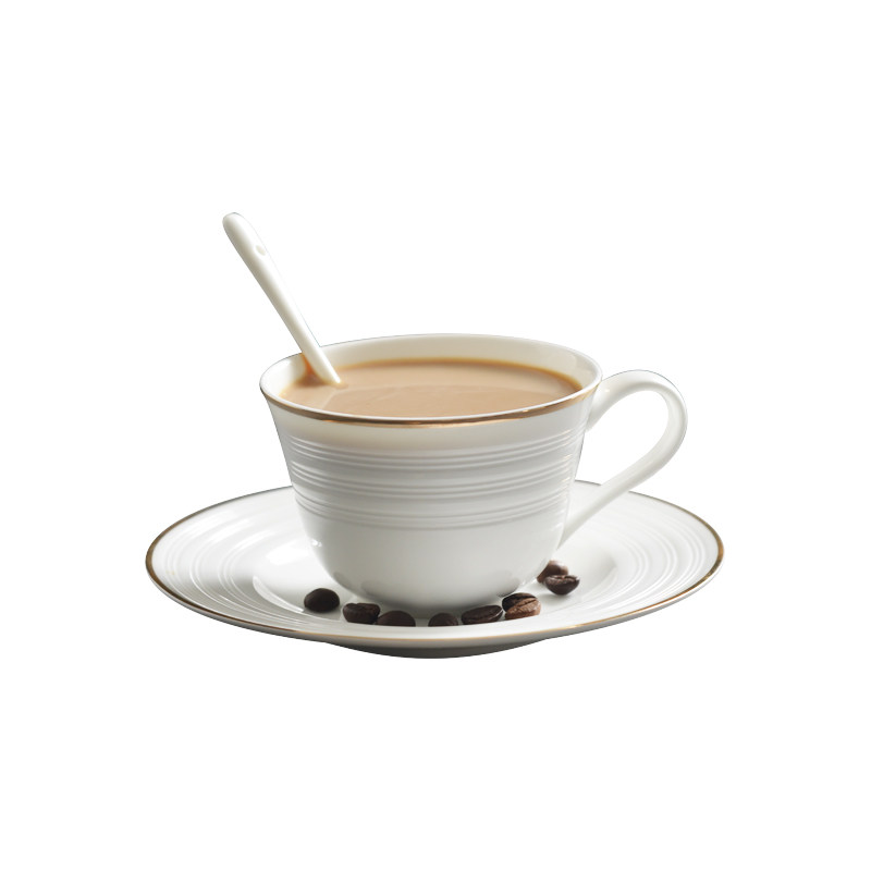 陶瓷咖啡杯套装骨瓷欧式简约金边咖啡杯带架子杯碟下午茶茶具logo