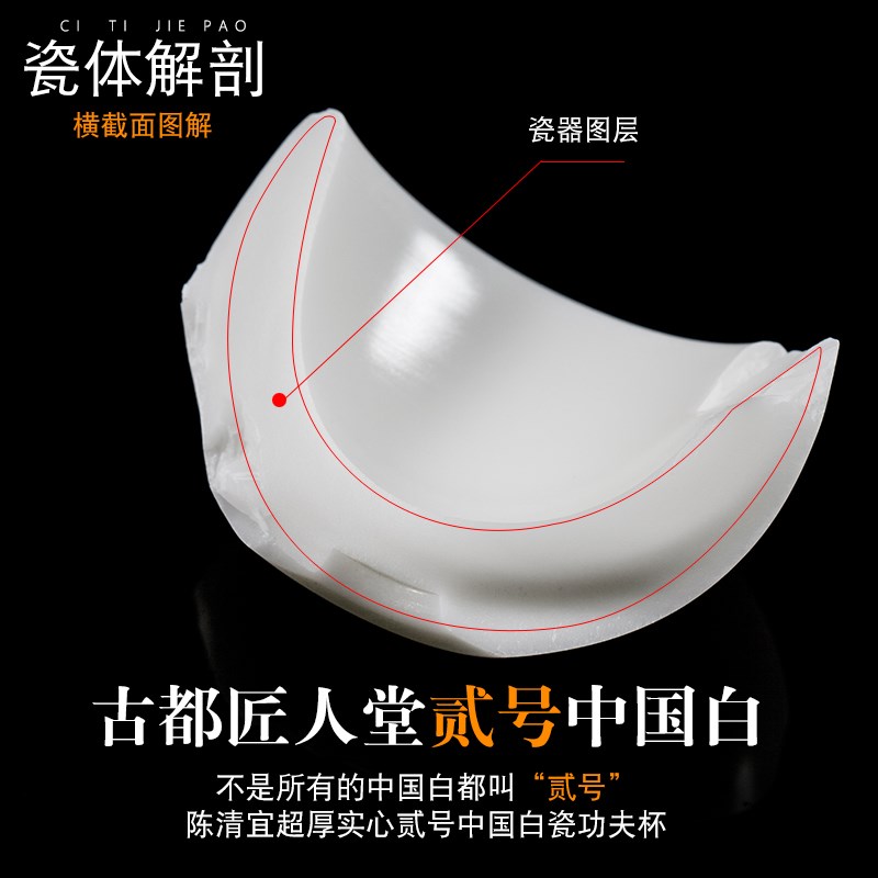 古垚/陈清宜手工德化白瓷茶杯暖玉瓷主人杯功夫陶瓷品茗杯/扳指杯