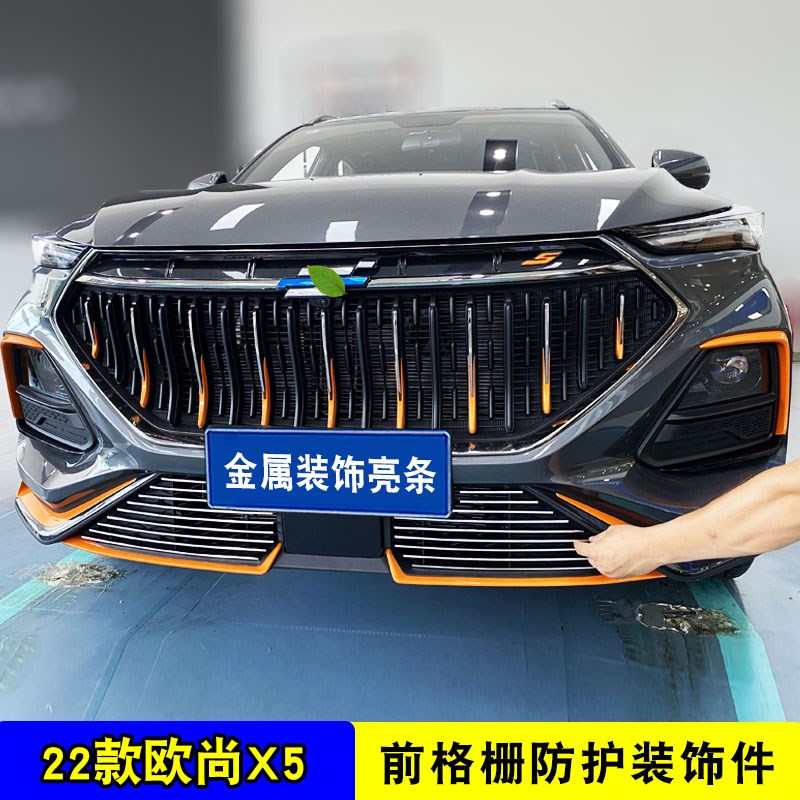 21-22款欧尚X5中网改装亮条 前脸大包围专用爆改配件防虫网装饰品