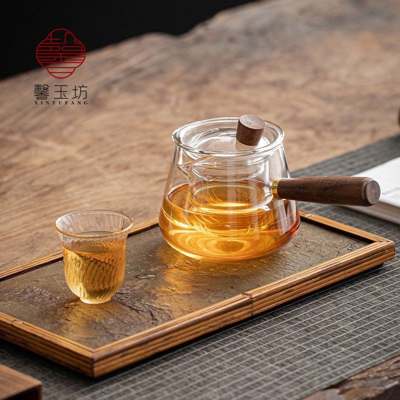 透明玻璃侧把壶煮茶壶耐高温电陶炉泡茶壶木把过滤茶壶功夫茶具