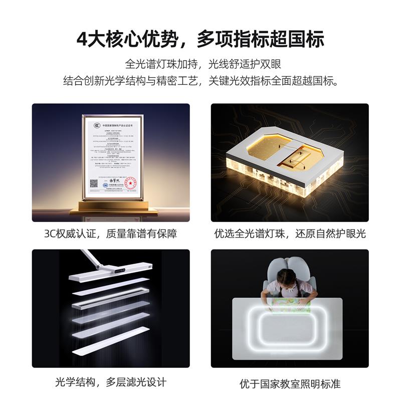 好视力T60学生竖夹式阅读护眼灯宿舍学习专用全光谱台灯