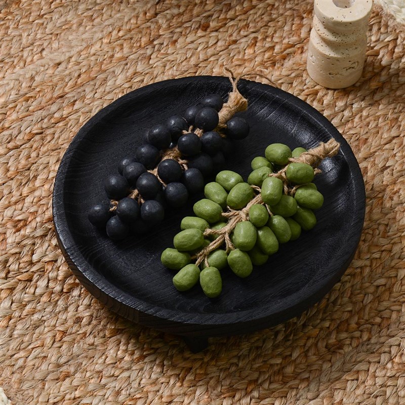 oakliving侘寂风泡桐木果盘茶几装饰餐桌黑色禅意饰品摆件托盘