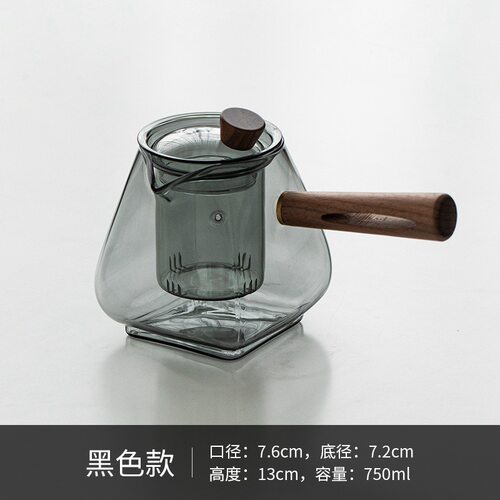日式木把玻璃煮茶器加厚耐高温蒸煮茶壶大容量泡茶壶可电陶炉加热