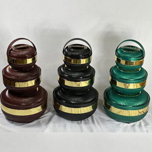 复古电镀金边提手保温便当盒