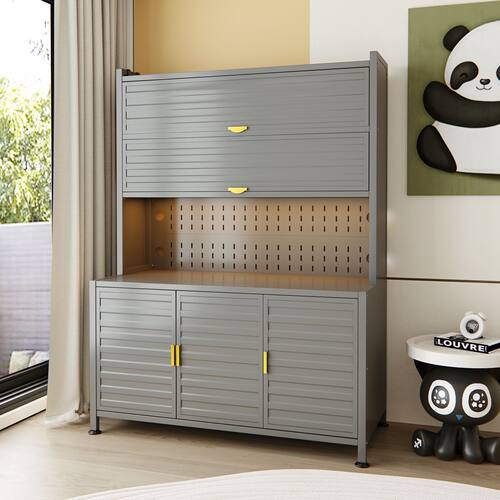厨房置物架封闭式防尘餐边柜一体靠墙多层落地多功能家用收纳柜子