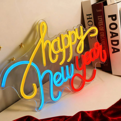 跨境电商亚马逊新年快乐led霓虹灯广告牌happy new year造型灯牌