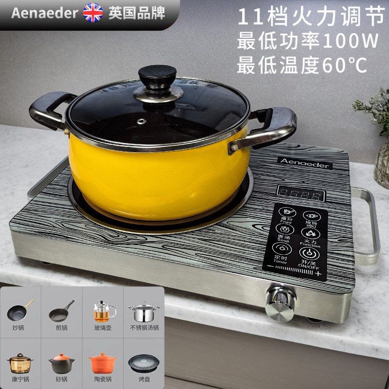 艾纳迪高端电陶炉家用2024新款煮茶炒菜蒸煮不挑锅微晶防水面板