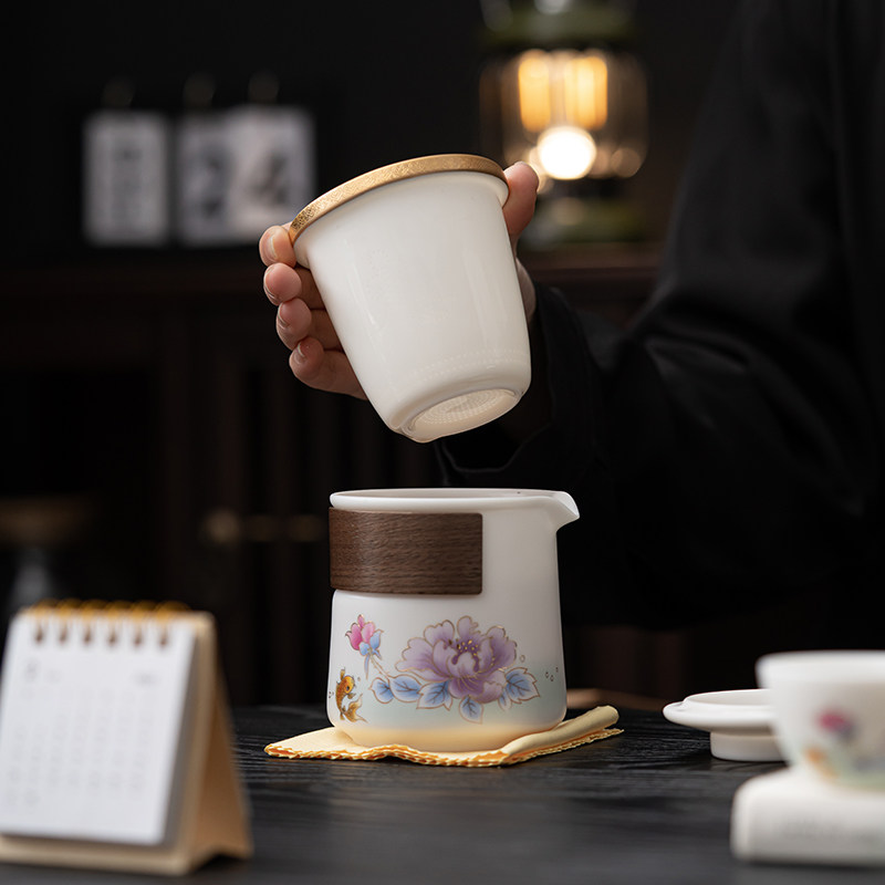 唐舍中国风旅行茶具套装羊脂玉瓷快客杯五杯便携式陶瓷白瓷泡茶壶