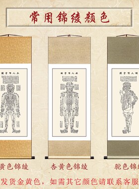 中医养生馆装饰画经络经脉穴位图正人伏人侧人脏腑明堂图高清卷轴