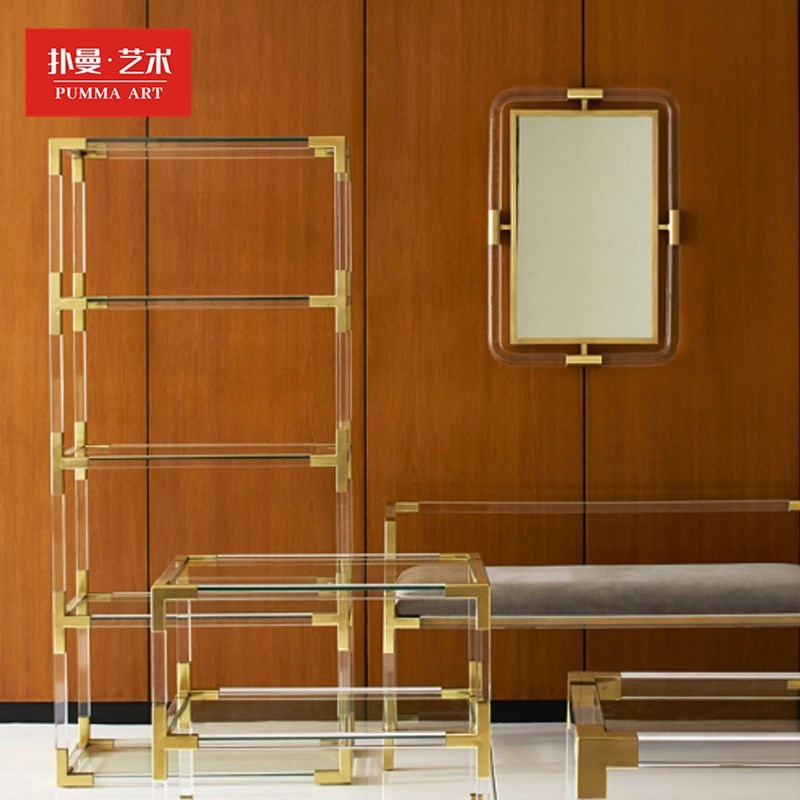 透明亚克力有机玻璃书架置物架工艺品摆设架金属多层架展示架定制