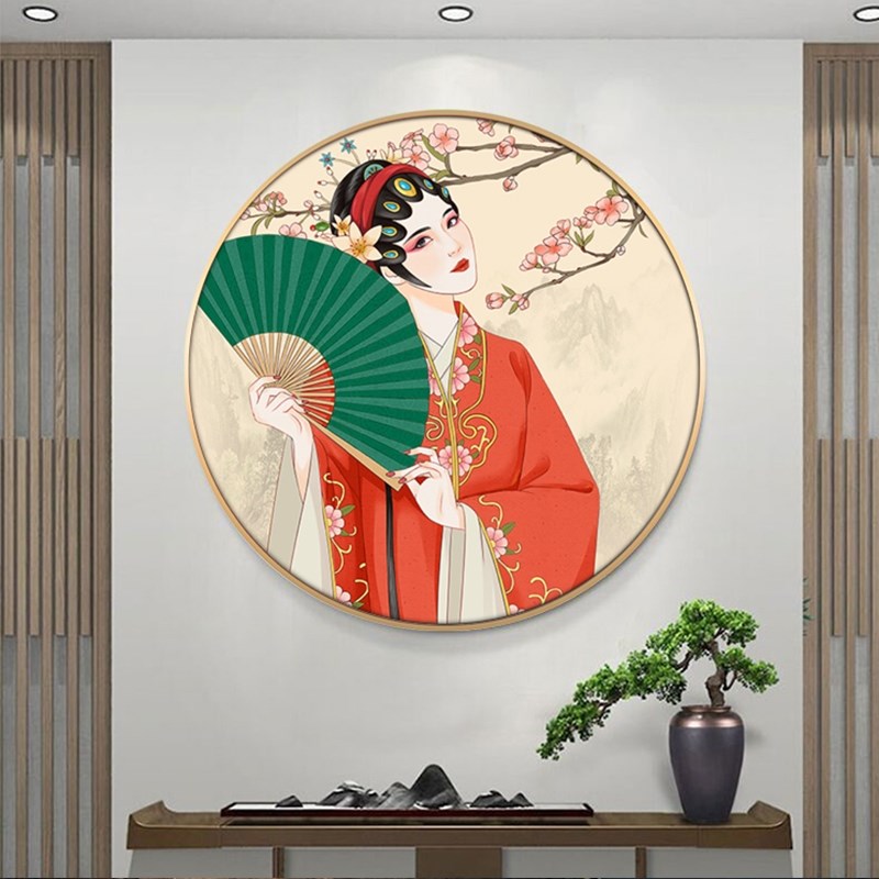 中国风玄关花旦国潮装饰画客厅戏曲壁画古典美女人物京剧脸谱定做