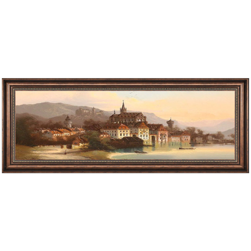 美式卧室装饰画床头墙画复古背景墙挂画房间长幅壁画横幅油画欧式