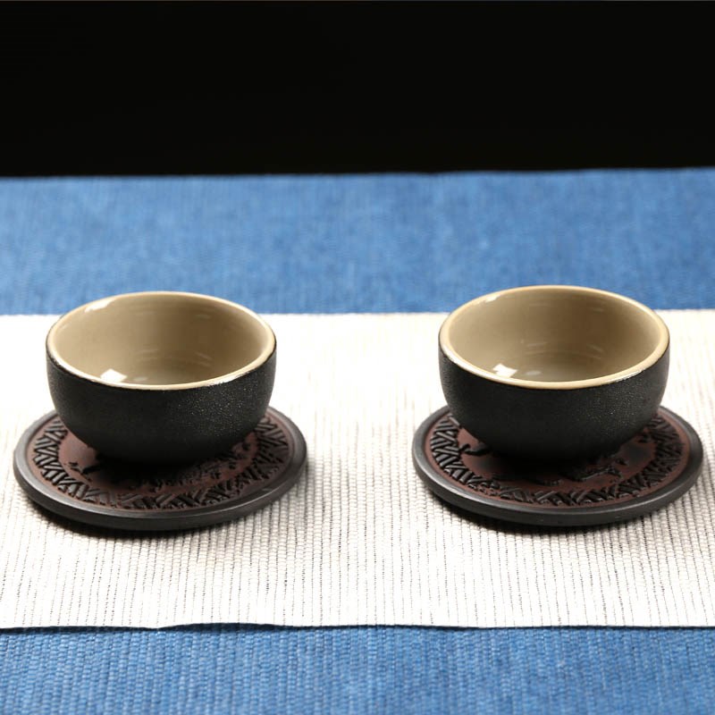 御汕堂老岩泥手作茶托 茶道配件粗陶杯垫 陶瓷茶具零配茶垫