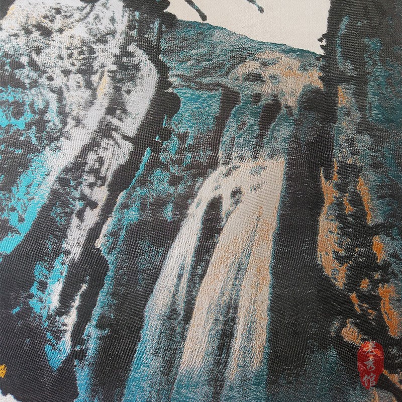 蜀锦下山虎卷轴挂画中国特色工艺品办公室装饰织锦画送老外礼物