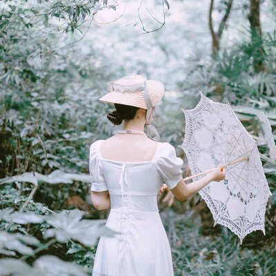 法式复古蕾丝伞Lolita洋伞汉服舞蹈走秀婚纱摄影拍照道具花边伞女