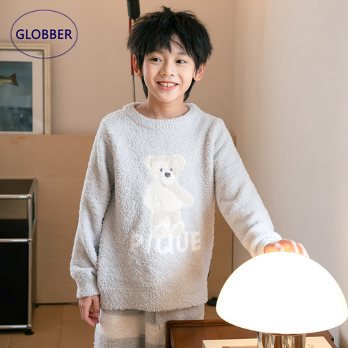 GLOBBER半边绒小熊童家居服套装