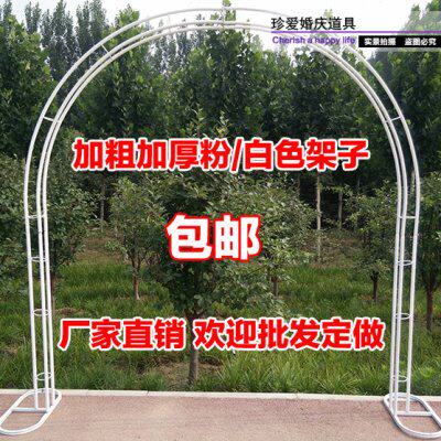 铁艺拱门可拆卸心形婚庆架子户外花园爬藤架白色鲜花花架可定制